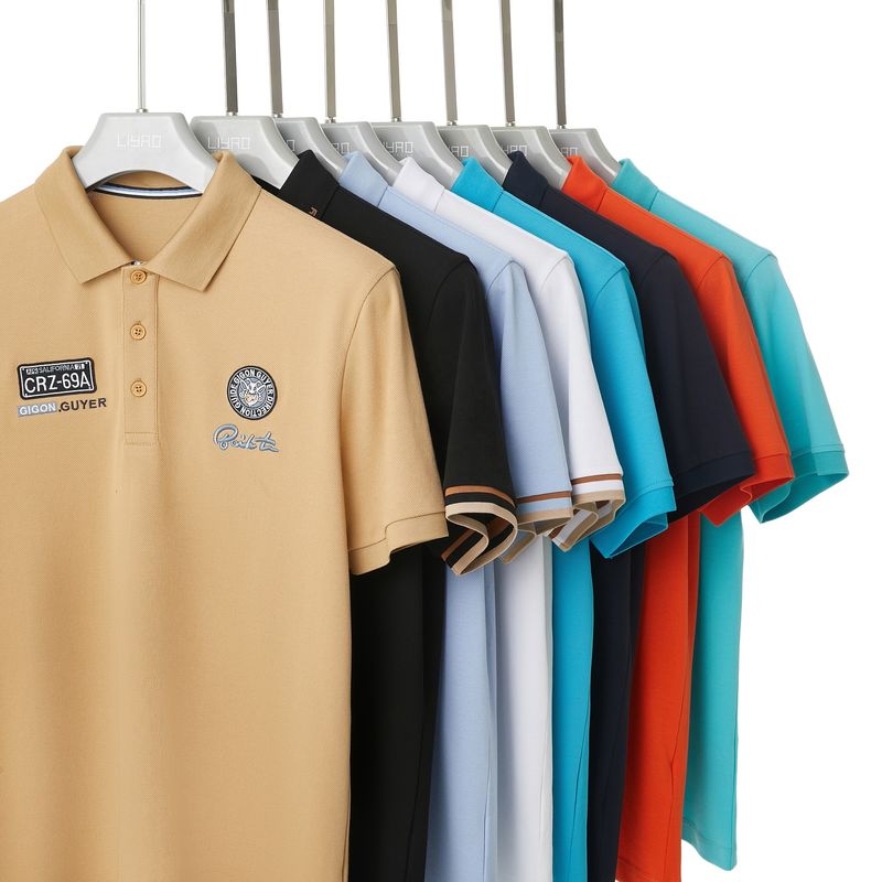 เสื้อผ้าผู้ชาย สไตล์ไม่ประจํา เสื้อโปโลที่มีโลโก้ทับทิมและพิมพ์สองด้าน
