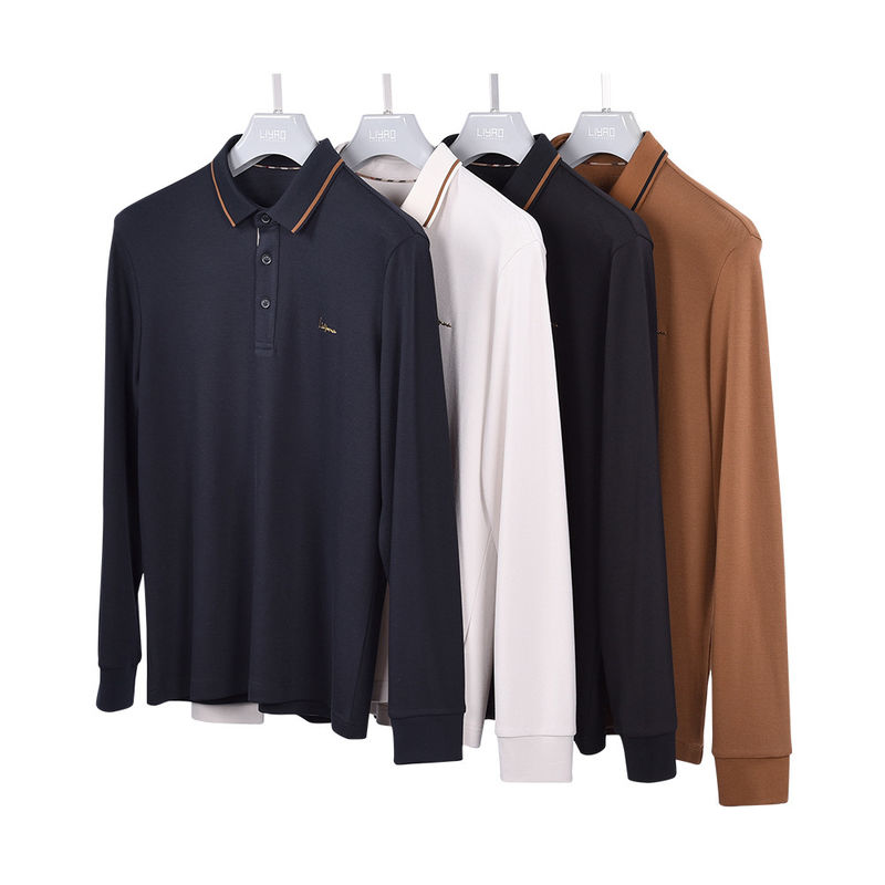 ขายปลีก ออกแบบตามสั่ง เสื้อโปโลแขนยาว ชาย เสื้อเทียม