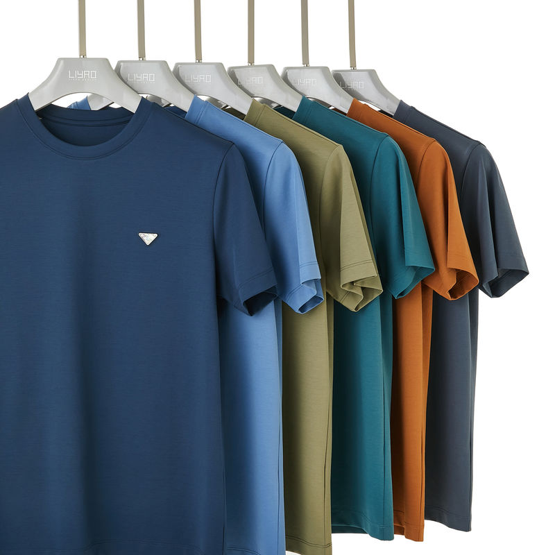เสื้อยืดผู้ชาย 100% ผ้าใบ พร้อมการพิมพ์ สายคอกลมแบบกําหนดเอง 210gsm พิมพ์โลโก้ เสื้อยืดผู้ชาย