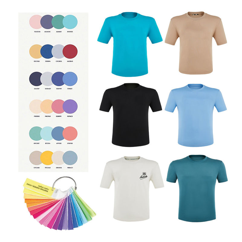 เสื้อยืดผู้ชาย 100% ผ้าใบ พร้อมการพิมพ์ สายคอกลมแบบกําหนดเอง 210gsm พิมพ์โลโก้ เสื้อยืดผู้ชาย