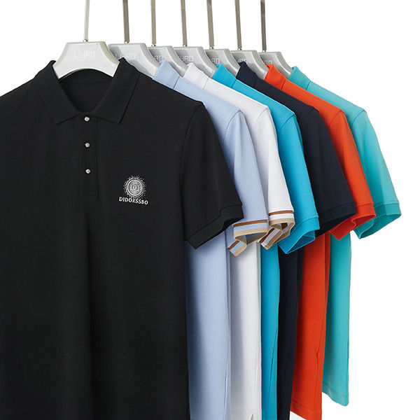 สัมเมอร์รายวัน กีฬาสุ่ม ชายเสื้อโปโล 95% ผ้าใบ 5% สเปนเด็กซ์ การแห้งเร็ว