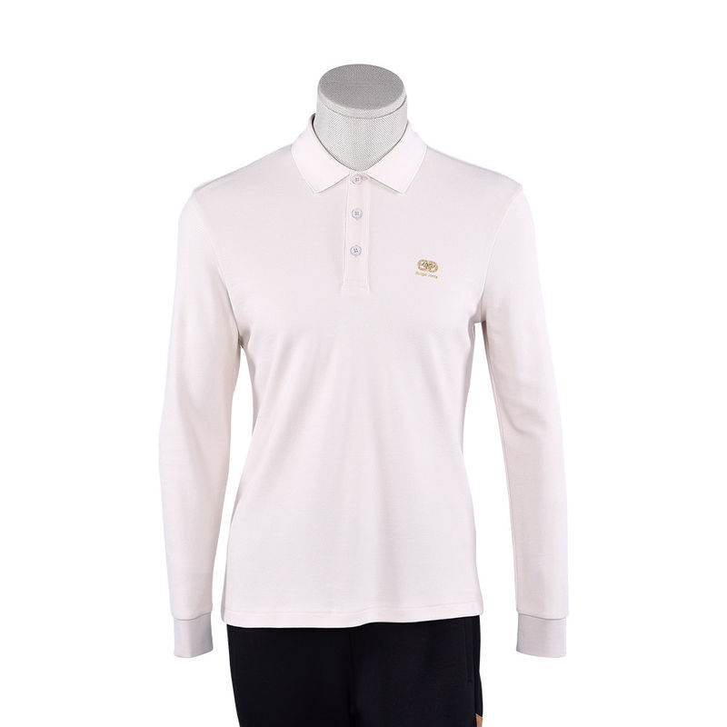 เสื้อโปโลสีขาว แขนยาว ลายสัญลักษณ์ที่กําหนดเอง น้ําหนัก 170-210 กรัม