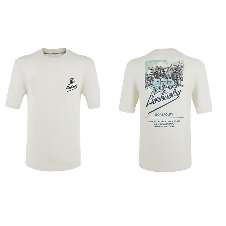 2024 สไตล์ใหม่สุด เสื้อยืดขนาดใหญ่ชาย พร้อมโลโก้แต่งแต่งแต่งและสีแข็ง