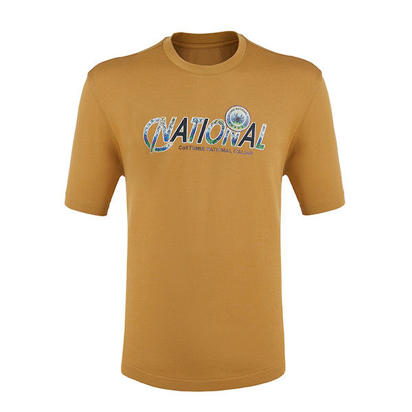 โลโก้ที่กําหนดเอง เสื้อยืดสีส้มขาว สําหรับผู้ชาย สไตล์แบบไม่ประจํา