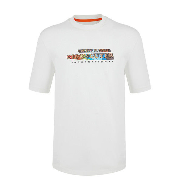เสื้อยืดชายแบบแต่งเองลายลาย 250 กิโลกรัม สําหรับสวมสํานักงานประจําวัน