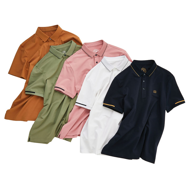 ชุดเสื้อโปโลผ้าผ้า 100% ชาย ชุดเสื้อโปโลเสื้อโปโลคอและพิมพ์สีเขียว