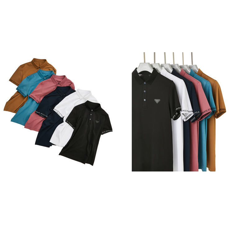 สัญลักษณ์ที่กําหนดเอง พิมพ์เสื้อกอล์ฟเด็ก สีดํา 100% ผ้าใบ เสื้อโปโล
