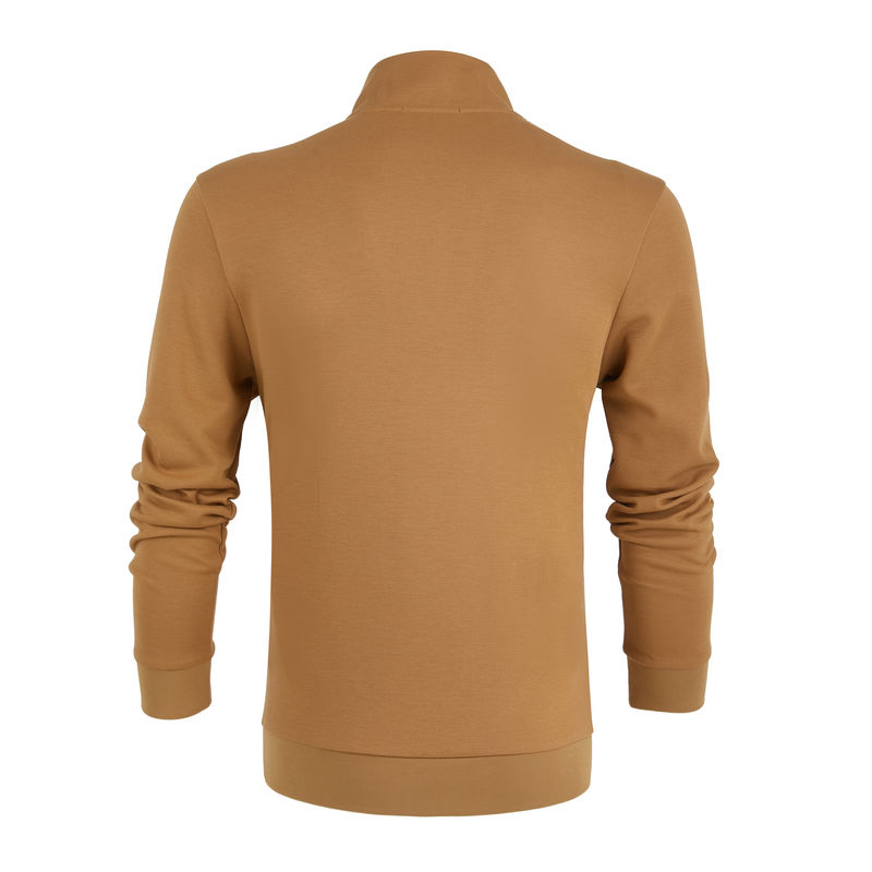 เสื้อยืดโปโลชาย 100% ผ้าใบ แขนเต็ม โลโก้ตามสั่ง สแตนด์คอ ความยาวปกติ