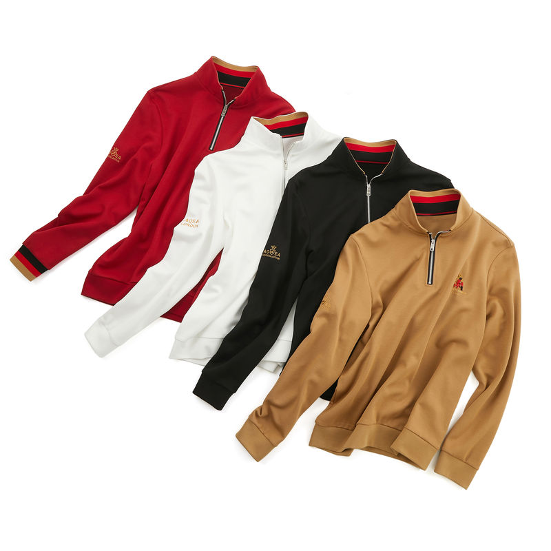 เสื้อโปโลกอล์ฟแขนยาวผู้ชาย ในวัสดุพีคคาวตัน 100% พร้อมสับลิเมชั่นเต็ม