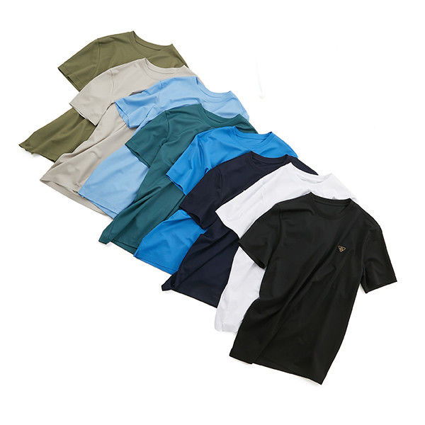 เสื้อยืดชายน้ําหนัก เสื้อผ้าลายโลโก้แบบกําหนดเอง เสื้อยืดผ้าใบ 100%
