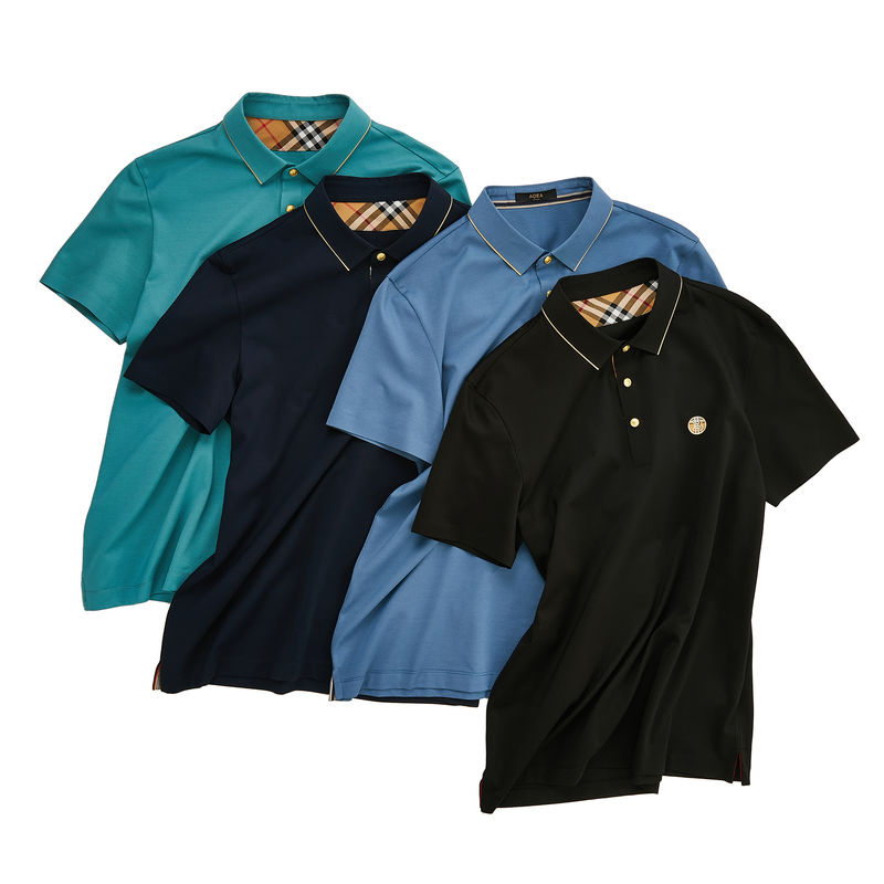 สีที่กําหนดเอง ชาย เสื้อโปโลไร้รอย ด้วยผ้ากันรอย และผ้าปูน 100%