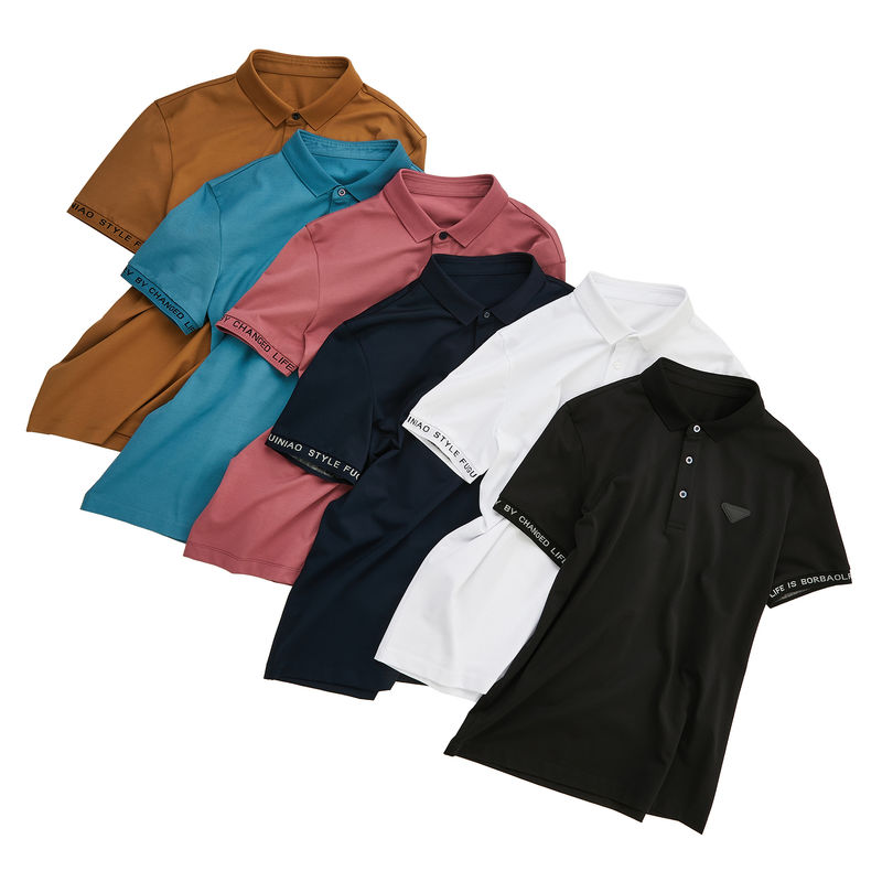 โปโลเสื้อโลโก้ ชุดสั้น แขนดําและขาว ชุดเสื้อโปโลสีตามต้องการ ผู้ชาย