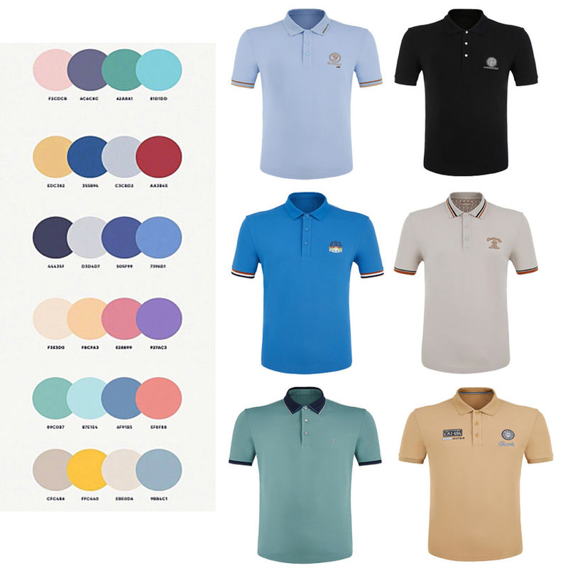 โปโลเสื้อโลโก้ ชุดสั้น แขนดําและขาว ชุดเสื้อโปโลสีตามต้องการ ผู้ชาย