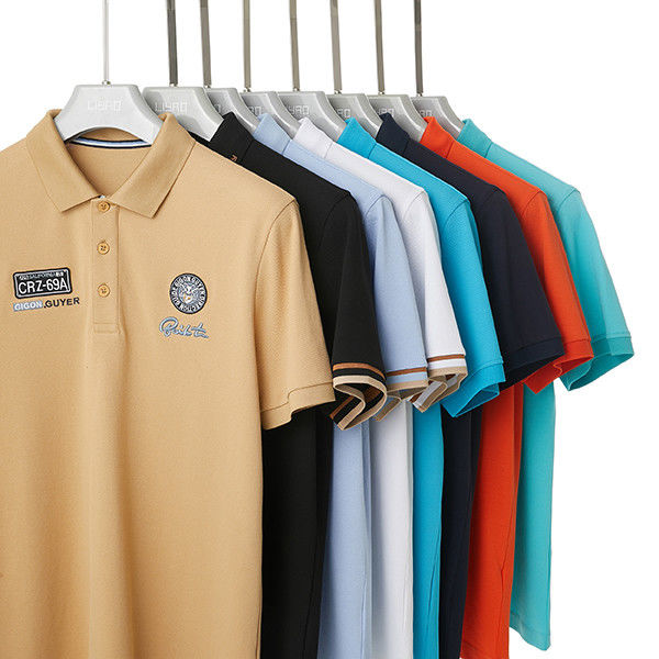แฟชั่นกระแส เสื้อโปโลเพลูเวอร์ผู้ชาย ด้วยการตรวจจับเข็ม 95% โพลิเอสเตอร์ 5% สปันเด็กซ์
