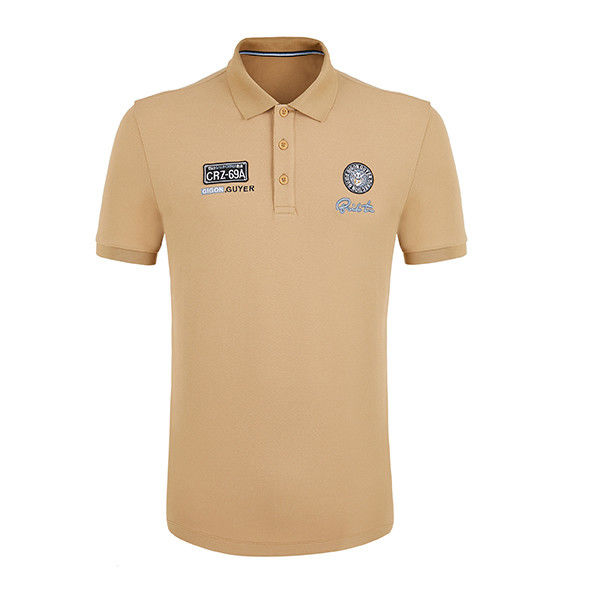 แฟชั่นกระแส เสื้อโปโลเพลูเวอร์ผู้ชาย ด้วยการตรวจจับเข็ม 95% โพลิเอสเตอร์ 5% สปันเด็กซ์