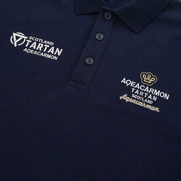 เสื้อยืดโปโลลายสําหรับผู้ชาย 95% ผ้าใบ 5% สเปนเด็กซ์ เสื้อยืดแขนสั้น Slim Fit