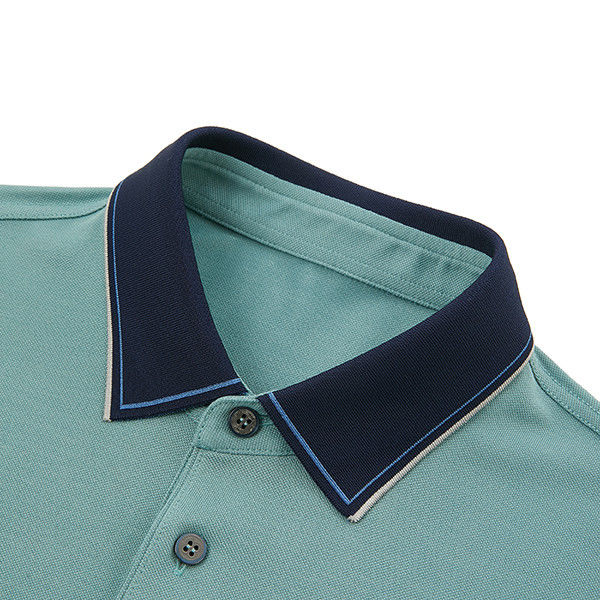เสื้อโปโลลายสองสี สําหรับผู้ชายใน 100% ผ้าใบ//95% 5% สเปนเด็กซ์