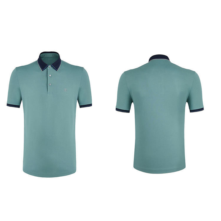 เสื้อโปโลลายสองสี สําหรับผู้ชายใน 100% ผ้าใบ//95% 5% สเปนเด็กซ์