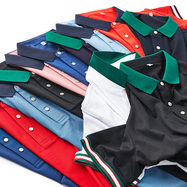 เสื้อยืดโปโลฤดูร้อนฤดูใบไม้ผลิของผู้ชาย สายผ้าผสมและคอกลมใน 230 Gsm