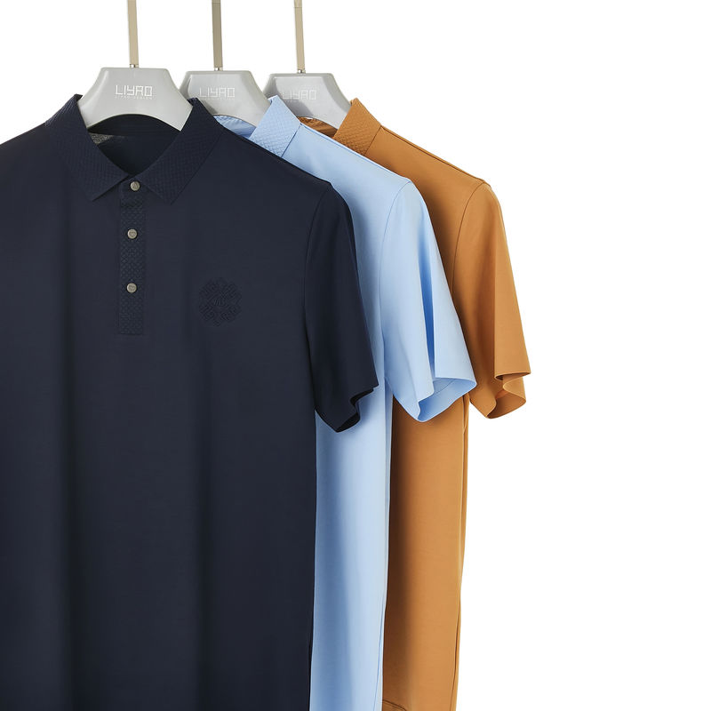 โลโก้สีที่กําหนดเอง Polo Spandex ไนลอนชาย เสื้อยืด T ไม่มีรอยสําหรับรูปแบบ OEM ODM