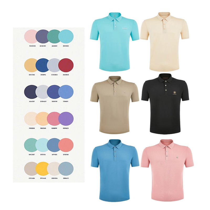 โลโก้สีที่กําหนดเอง Polo Spandex ไนลอนชาย เสื้อยืด T ไม่มีรอยสําหรับรูปแบบ OEM ODM