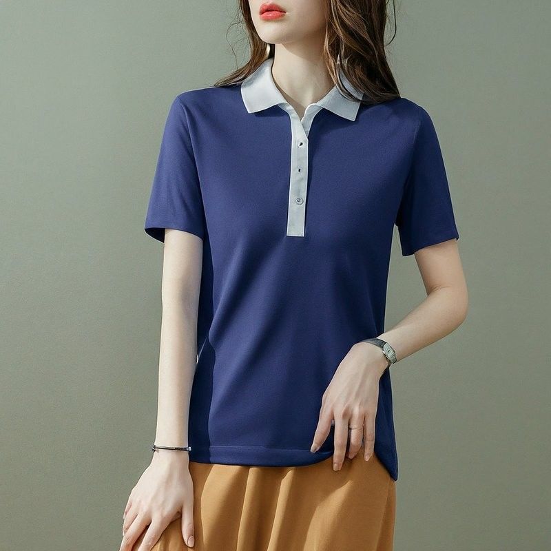 เสื้อโปโลผ้าผ้าใบสยาม สีสีสีฟ้า สีขาว