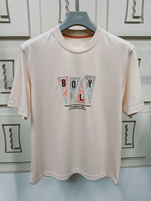 เสื้อยืดคอกลมแขนสั้นพิมพ์ลายผ้าฝ้ายคุณภาพสูง 100% สกรีนโลโก้