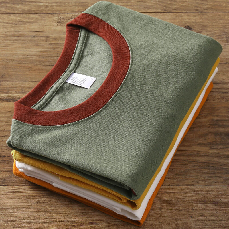 เสื้อยืดสีทูโทนปะติดปะต่อคุณภาพสูงสำหรับผู้ชายและผู้หญิง