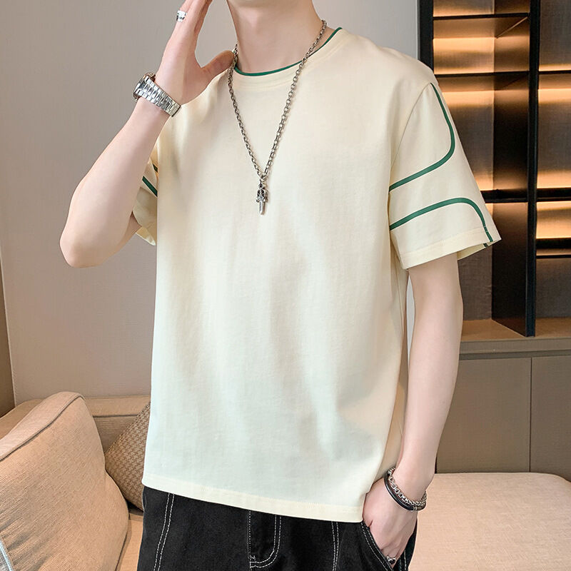 เสื้อยืดแขนสั้นพิมพ์ลายปักโลโก้ OEM สำหรับผู้ชาย เสื้อทรงหลวม แขนครึ่งฤดูร้อน