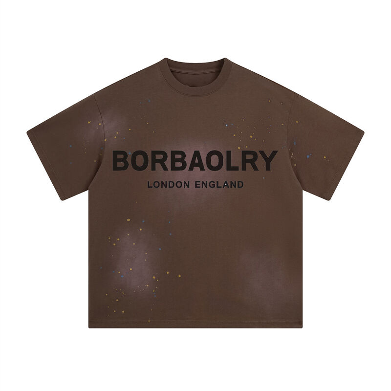 เสื้อยืดทรงบ็อกซี่คุณภาพสูงสำหรับผู้ชาย เสื้อยืดโอเวอร์ไซส์ฟอกกรด เสื้อยืดครอปสั่งตัดสำหรับผู้ชาย