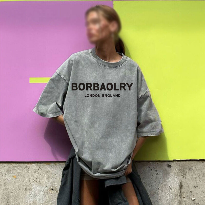 เสื้อยืดคอตตอนคุณภาพสูง ทรงโอเวอร์ไซส์ วินเทจ สีพื้น ฟอกสี เสื้อยืดวินเทจเนื้อหนา