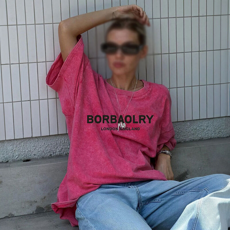 เสื้อยืดคอตตอนคุณภาพสูง ทรงโอเวอร์ไซส์ วินเทจ สีพื้น ฟอกสี เสื้อยืดวินเทจเนื้อหนา