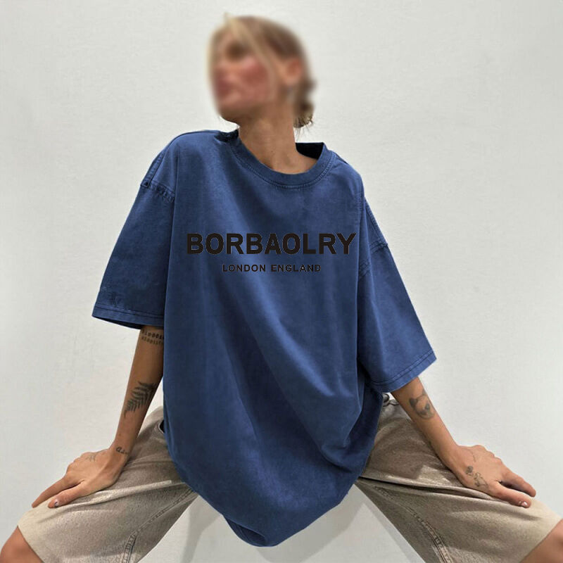 เสื้อยืดคอตตอนคุณภาพสูง ทรงโอเวอร์ไซส์ วินเทจ สีพื้น ฟอกสี เสื้อยืดวินเทจเนื้อหนา