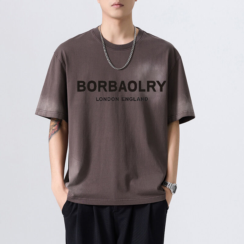 เสื้อยืดคอตตอนโอเวอร์ไซส์สำหรับทุกเพศ 280 Gsm สไตล์วินเทจฟอกสี สกรีน DTG พิมพ์ลายตามสั่ง เสื้อยืดน้ำหนักมากสไตล์สตรีทแวร์สำหรับผู้ชาย