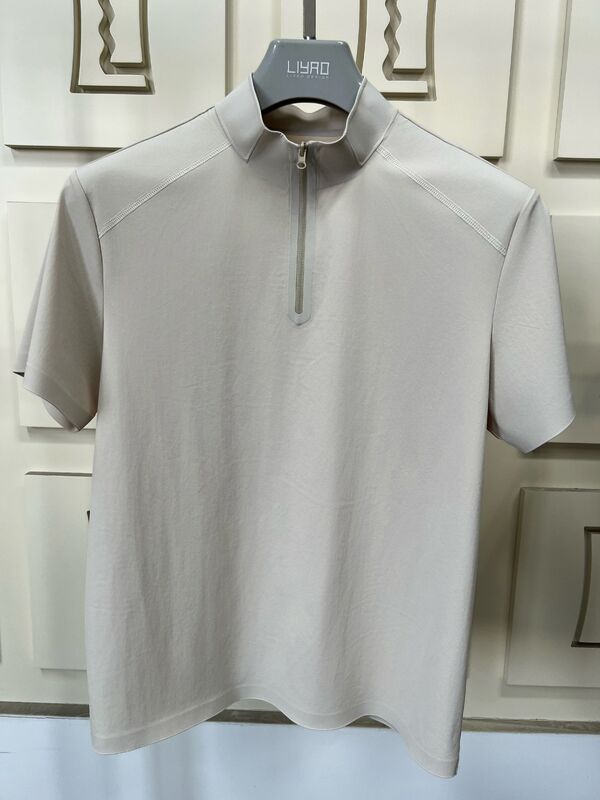 เสื้อยืดคอตั้งแขนสั้นสำหรับผู้ชาย ผ้าแห้งเร็ว ยืดหยุ่น ระบายอากาศได้ดี สำหรับเสื้อยืดกีฬา กิจกรรมกลางแจ้ง