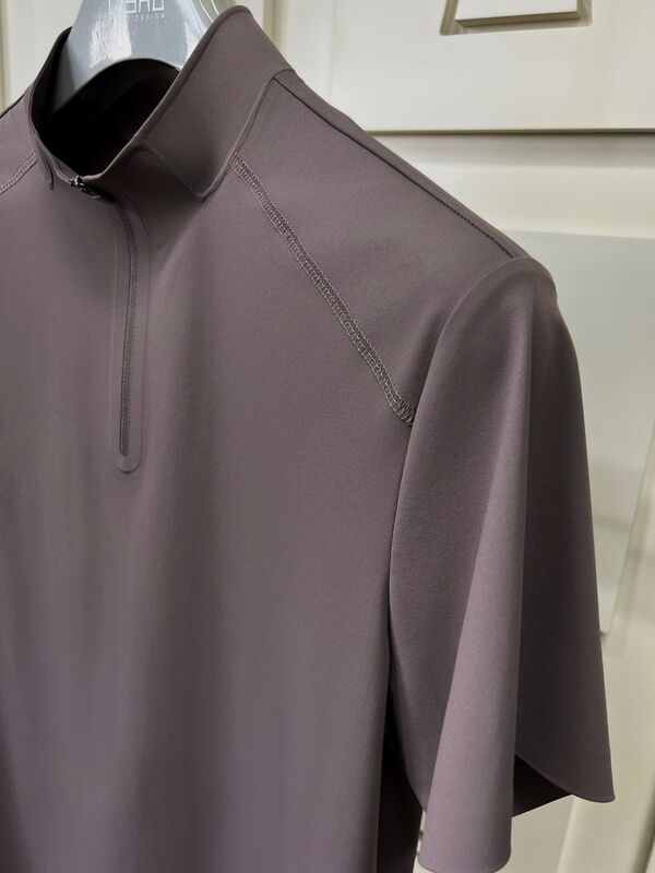 เสื้อยืดคอตั้งแขนสั้นสำหรับผู้ชาย ผ้าแห้งเร็ว ยืดหยุ่น ระบายอากาศได้ดี สำหรับเสื้อยืดกีฬา กิจกรรมกลางแจ้ง