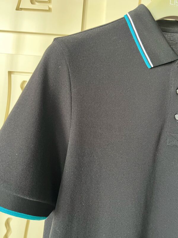 เสื้อโปโลชาย แต่งขอบสีตัดกัน ลายเท็กซ์เจอร์ ผ้าคอตตอน 100% พิเก คุณภาพสูง เสื้อยืดจากโรงงาน เสื้อโปโลชาย