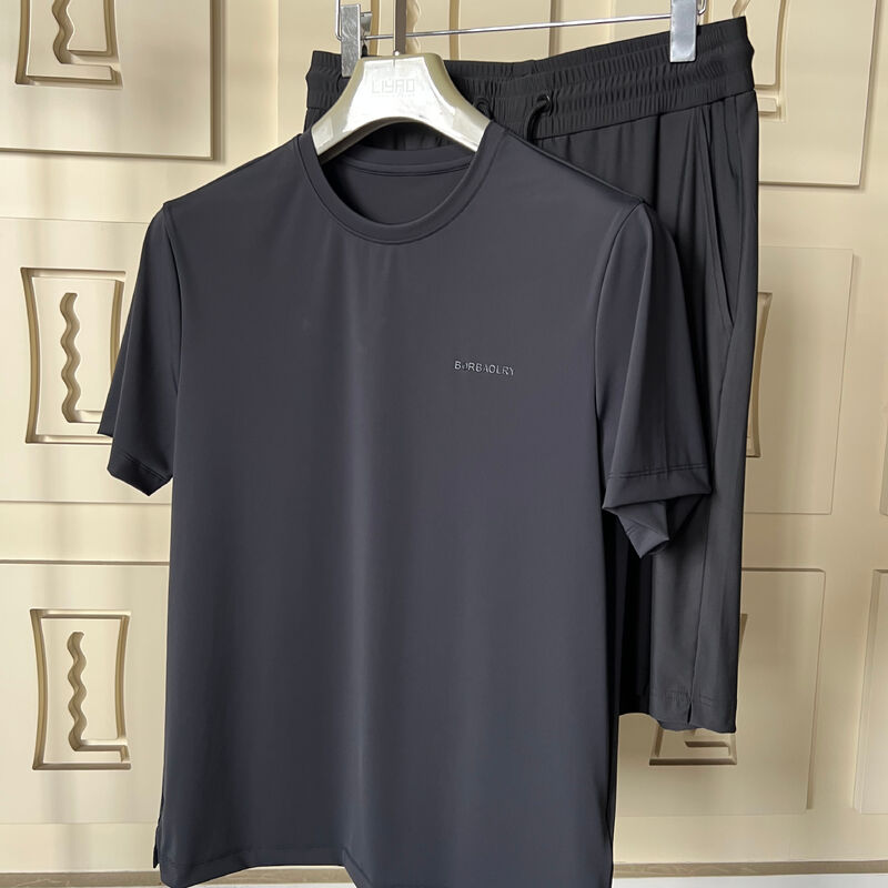 เสื้อกีฬาชาย ชุดกีฬาแบบสุ่มสีดํา - สั้น - แขน T - เสื้อและกางเกง กางเกงที่สามารถหายใจได้