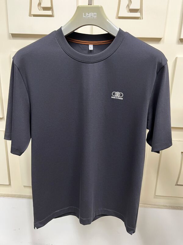 เสื้อยืดแขนสั้นพิมพ์ลายมินิมอลสำหรับผู้ชาย, เสื้อยืดพื้นฐานสีพื้นสำหรับผู้ชาย