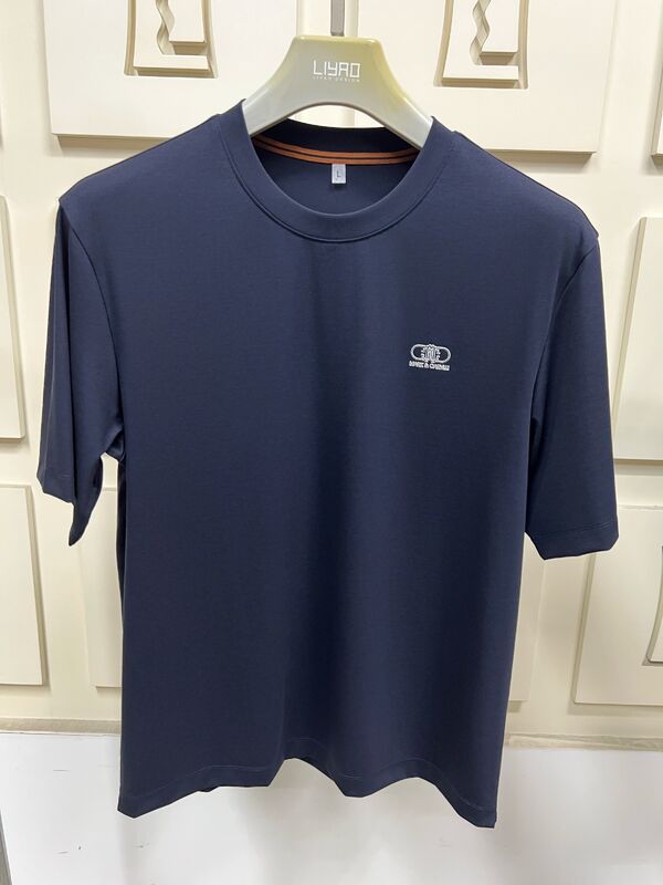 เสื้อยืดแขนสั้นพิมพ์ลายมินิมอลสำหรับผู้ชาย, เสื้อยืดพื้นฐานสีพื้นสำหรับผู้ชาย