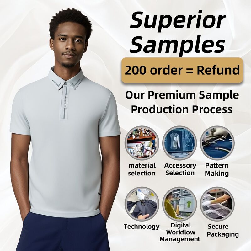 การออกแบบโลโก้ตามต้องการ ไม่มีรอยและแห้งเร็ว สภาพดี สีขาว สีดํา เสื้อโปโลสําหรับผู้ชาย