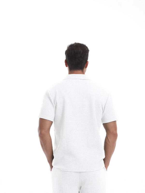 เสื้อโปโลซิปผ้าผสมโพลีเอสเตอร์สั่งตัดพอดีตัว เสื้อโปโลวาฟเฟิลพรีเมียมสำหรับผู้ชาย