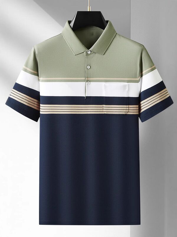เสื้อโปโลธุรกิจแขนสั้นในช่วงซัมเมอร์ เสื้อเสื้อเสื้อเสื้อชายผ้าผิวบาง