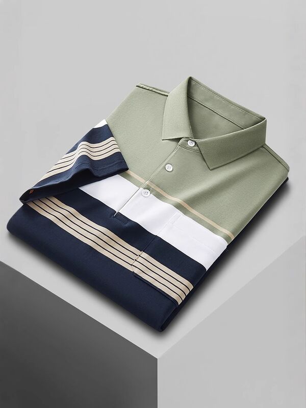 เสื้อโปโลธุรกิจแขนสั้นในช่วงซัมเมอร์ เสื้อเสื้อเสื้อเสื้อชายผ้าผิวบาง