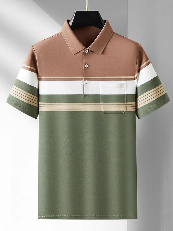 เสื้อโปโลธุรกิจแขนสั้นในช่วงซัมเมอร์ เสื้อเสื้อเสื้อเสื้อชายผ้าผิวบาง