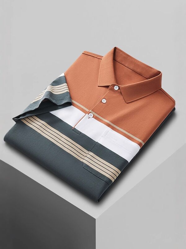 เสื้อโปโลธุรกิจแขนสั้นในช่วงซัมเมอร์ เสื้อเสื้อเสื้อเสื้อชายผ้าผิวบาง