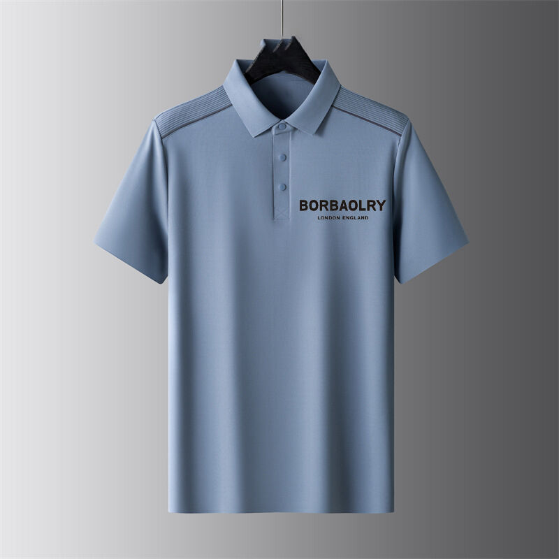 เสื้อโปโลธุรกิจแขนสั้นฤดูร้อน เสื้อยืดผู้ชาย คอปกบาง แขนครึ่งแฟชั่นลำลองธุรกิจ